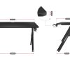 Dimenzije gejmerskog stola Huzaro Hero 2.8 – širina ploče 140 cm, dubina 60 cm, razmak nogara 112 cm, visina 73 cm i debljina ploče 15 mm