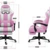 Crtež sa detaljnim dimenzijama Huzaro Force 4.7 pink gaming stolice (širina, visina, dubina sedalnog dela i naslona)