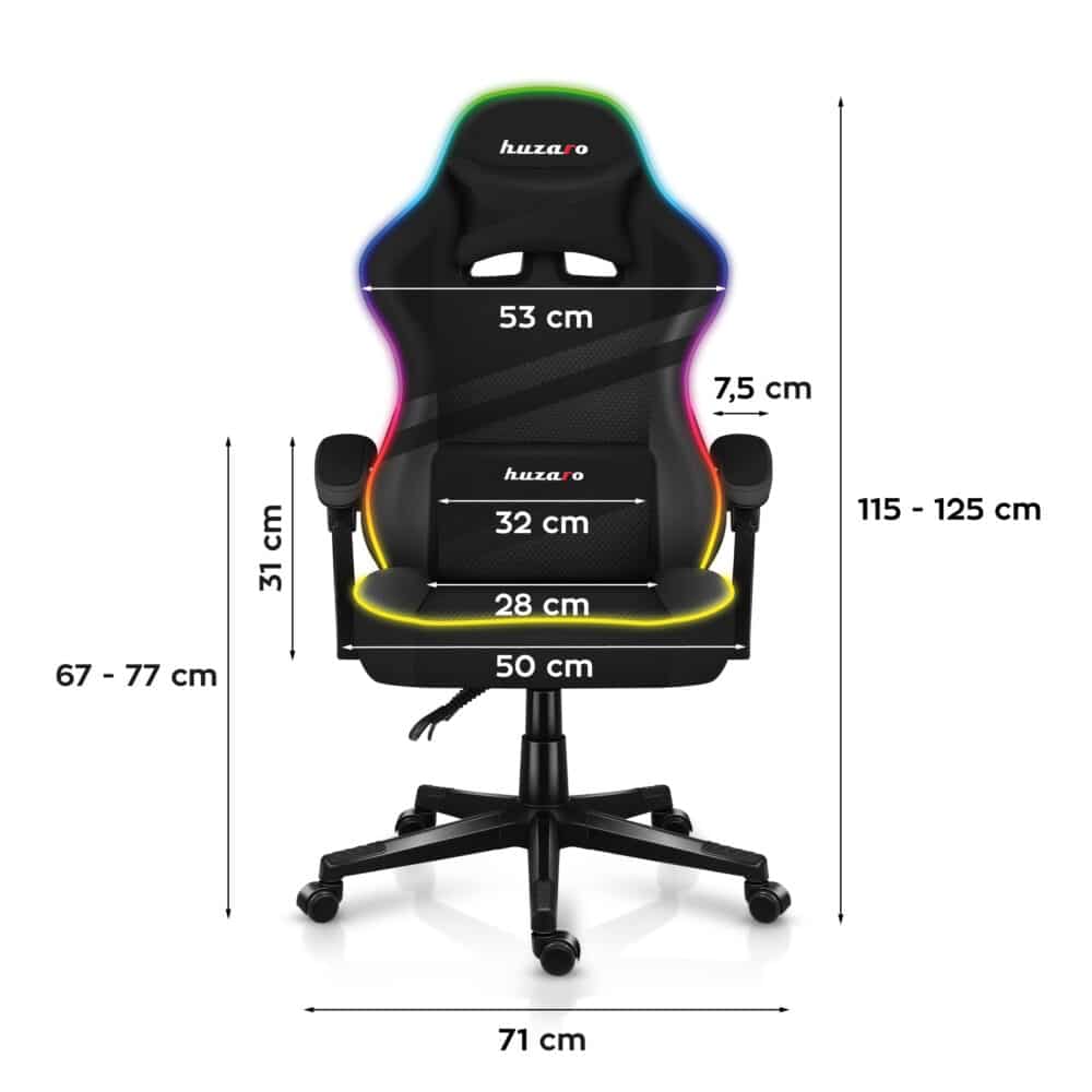 force 4.4 rgb black feature dimensions1 no bg Gejmerska Stolica Huzaro Force 4.4 RGB Crna