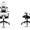 Grafički prikaz svih dimenzija ergonomske stolice Huzaro Combat 8.0 – prednji i bočni pogled