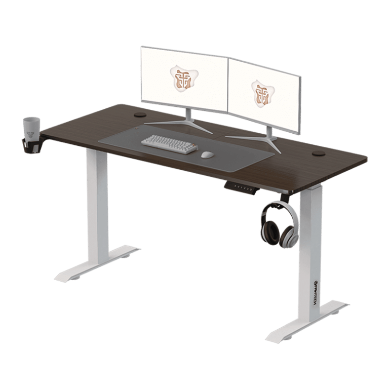 Fantech Tigris GD214 u orah/bele varijanti opremljen dual-monitor setupom, tastaturom i slušalicama
