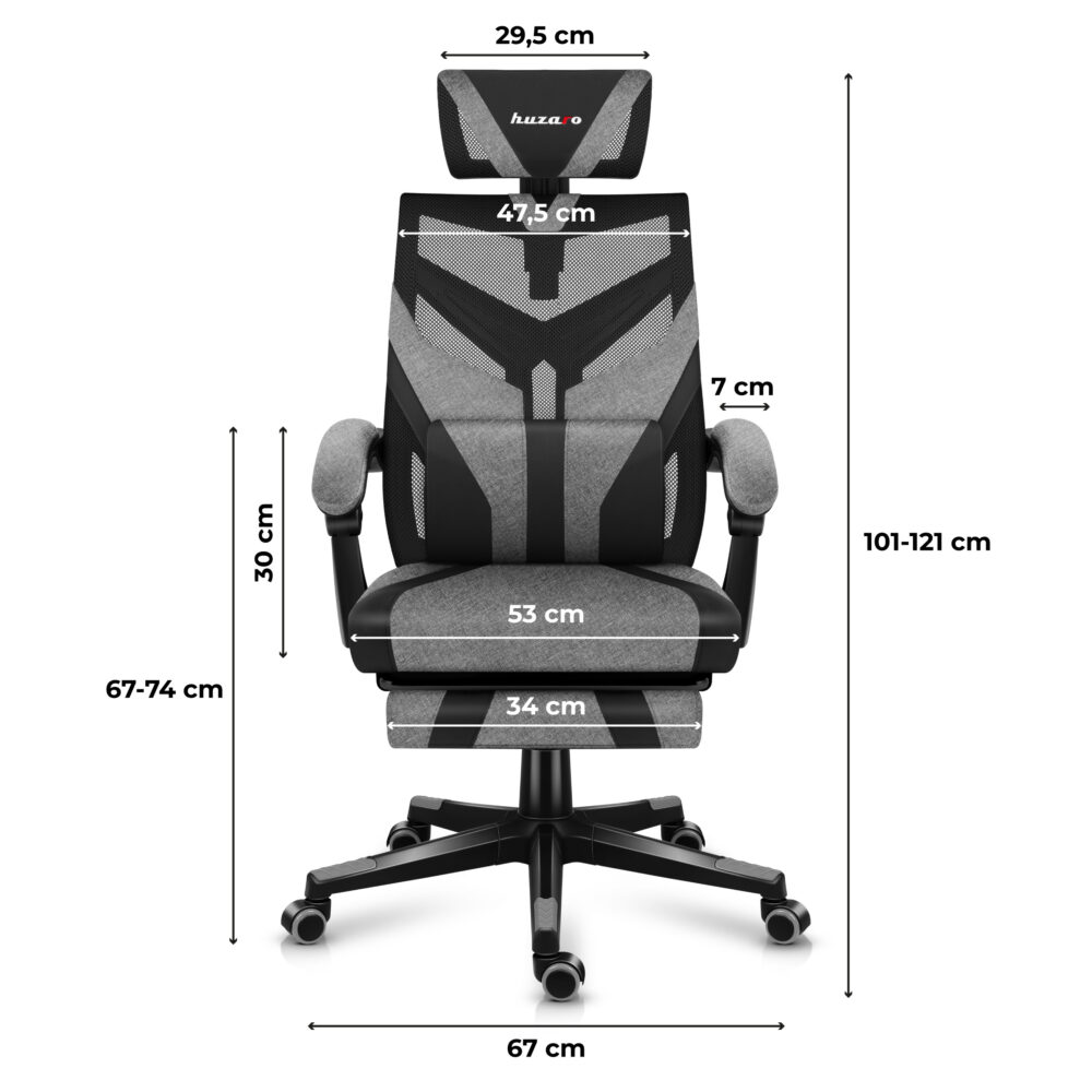 Dimenzije prednje strane Huzaro Combat 5.0 gaming stolice