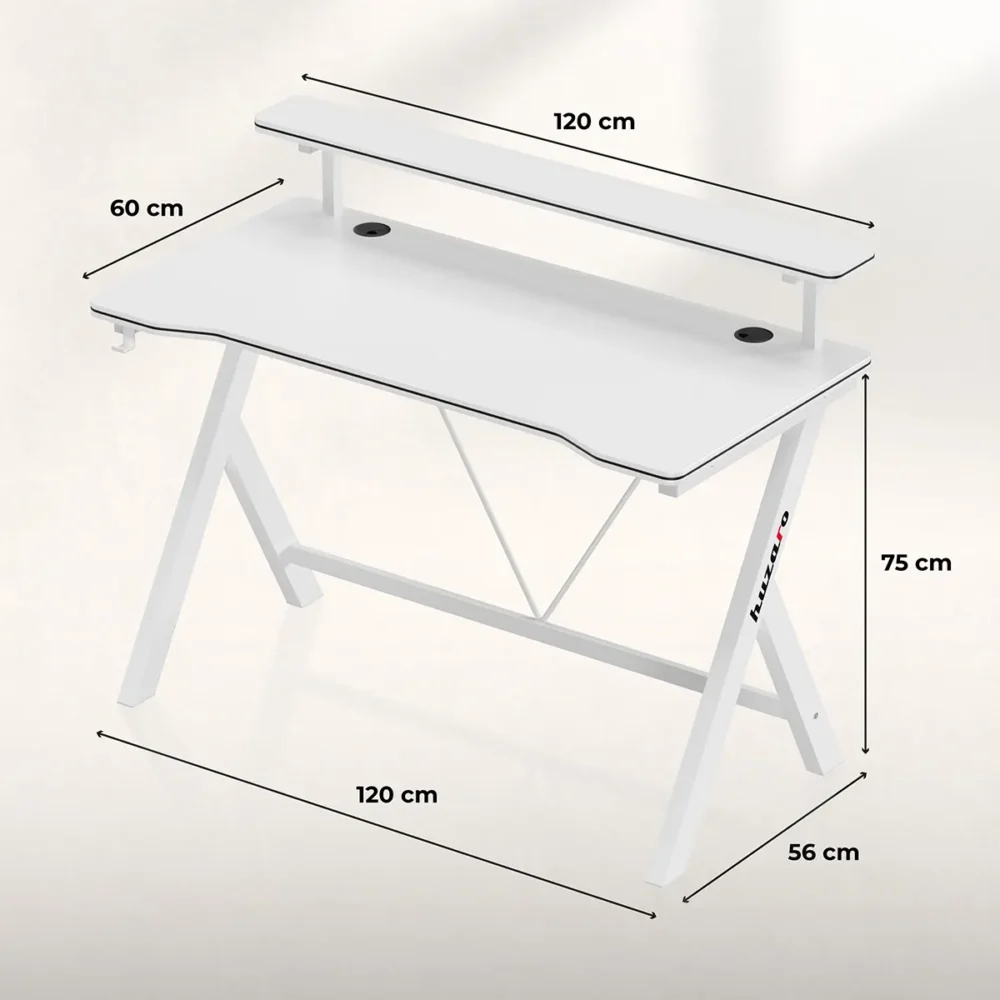 Dimenzije belog Huzaro Hero 1.9 gejming stola