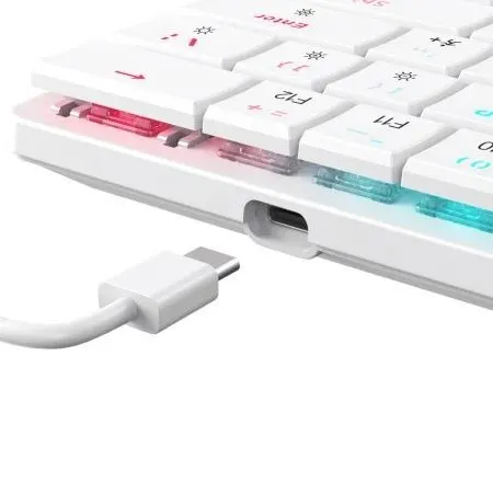 126201 Tastatura White Shark NAGAMAKI 60/Mehanička/Crveni linearni svičevi/RGB/Bela/US