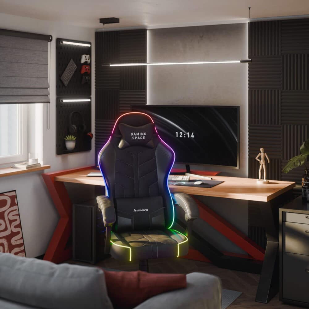 force 2 7 carbon black rgb gaing room square Gaming stolica Huzaro Force 2.7 RGB Crna