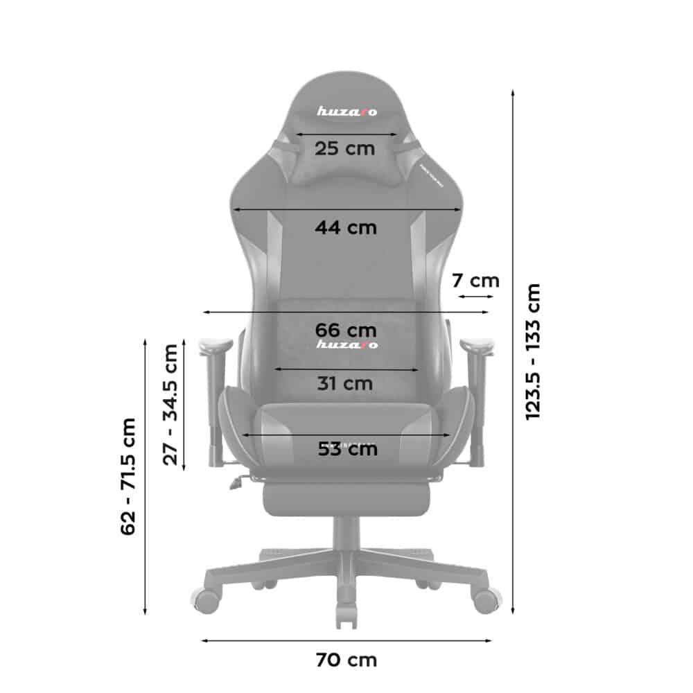 force 5 7 black carbon dimensions front no bg Gejmerska stolica Huzaro Force 5.7 Carbon Mesh