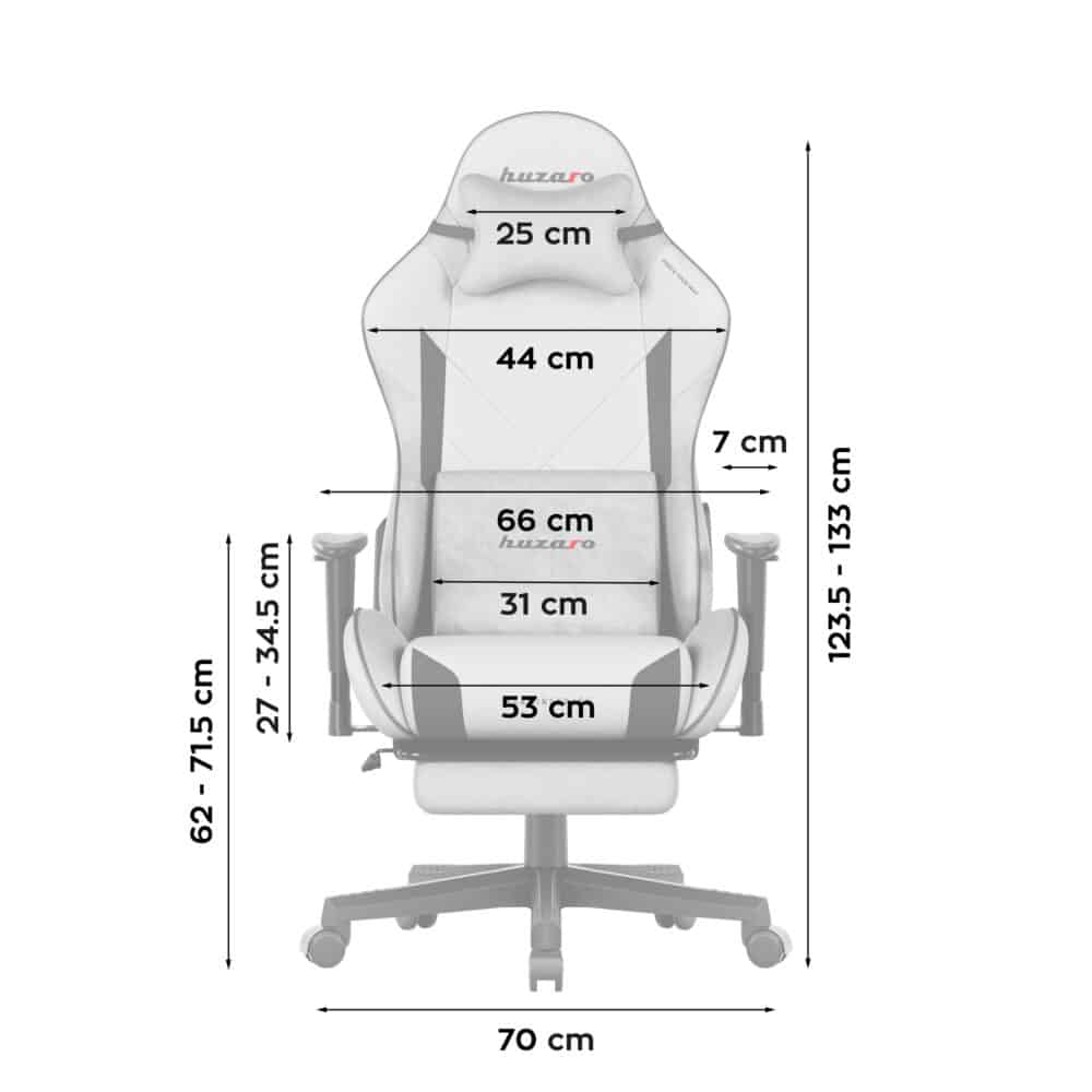 force 5 7 dimensions front no bg Gejmerska stolica Huzaro Force 5.7 Grey