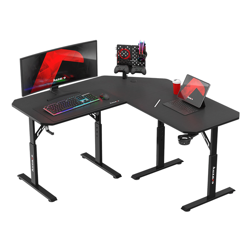 Ugaoni gejmerski sto sa podesivom visinom Huzaro Hero 7.3 crni