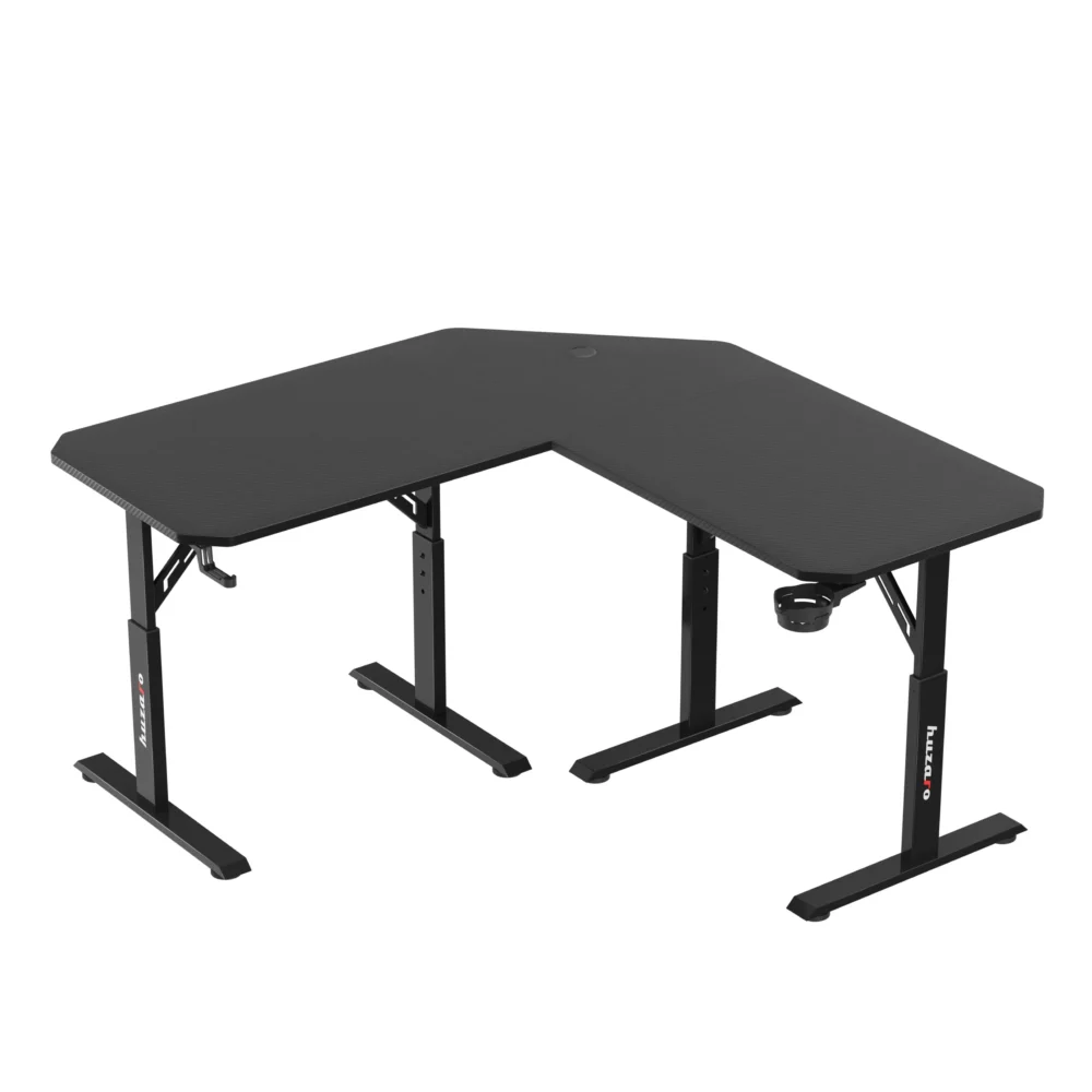 hero7.3 black front Ugaoni gejmerski sto sa podesivom visinom Huzaro Hero 7.3 crni