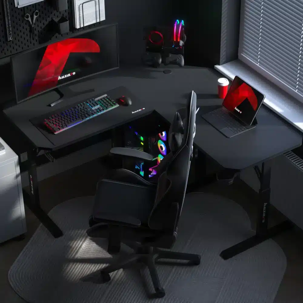 hero7.3 black photo2 Ugaoni gejmerski sto sa podesivom visinom Huzaro Hero 7.3 crni