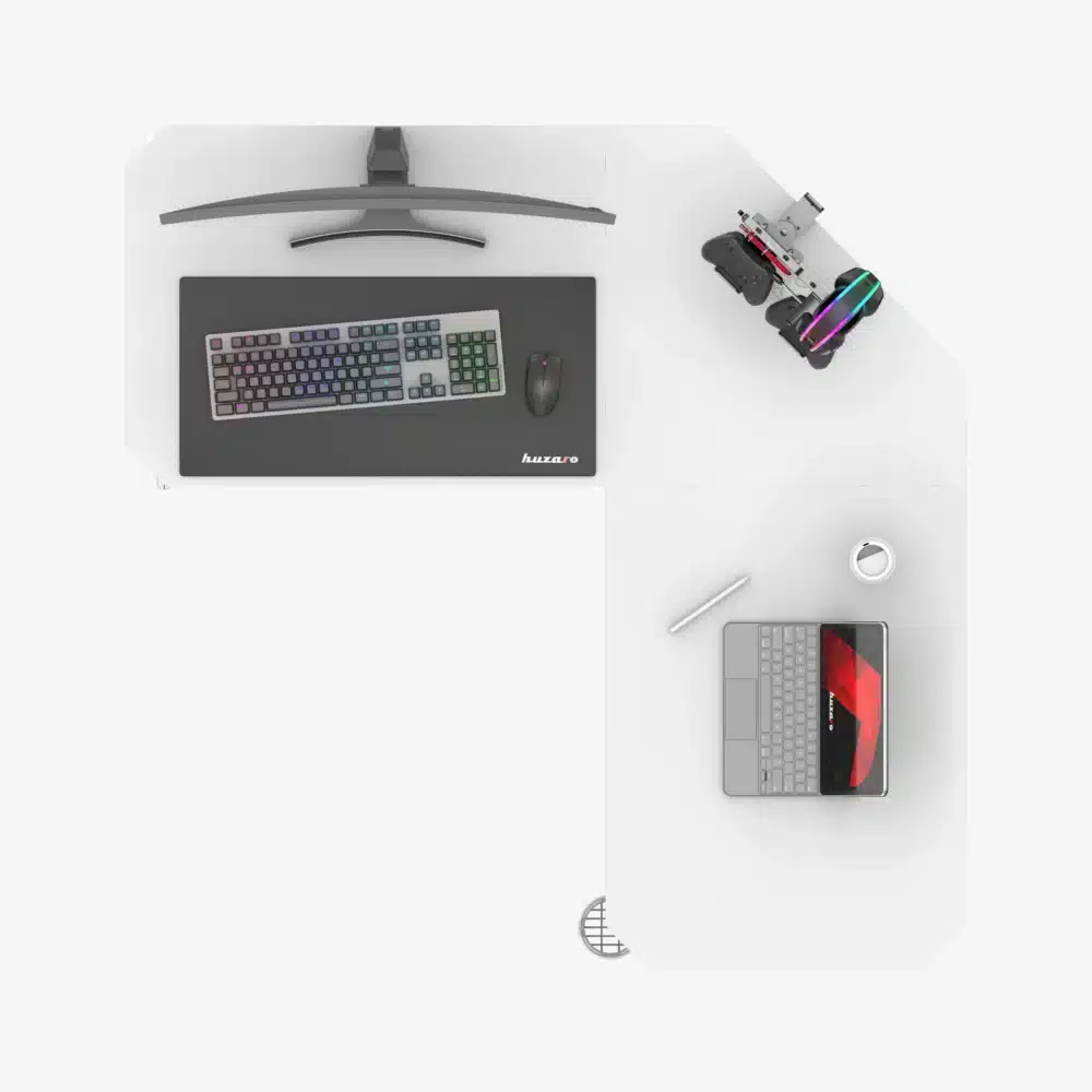 hero7.3 white feature top 1 Ugaoni gejmerski sto sa podesivom visinom Huzaro Hero 7.3 beli