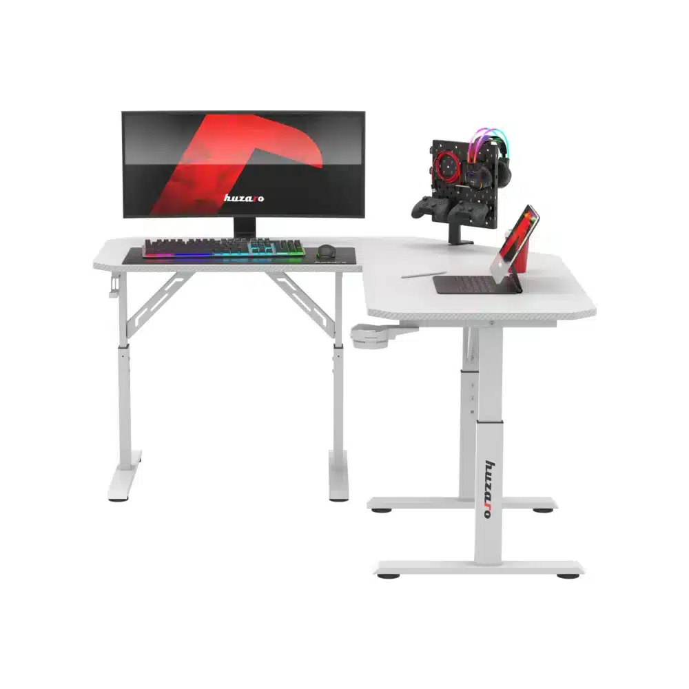 hero7.3 white front3 accessories Ugaoni gejmerski sto sa podesivom visinom Huzaro Hero 7.3 beli