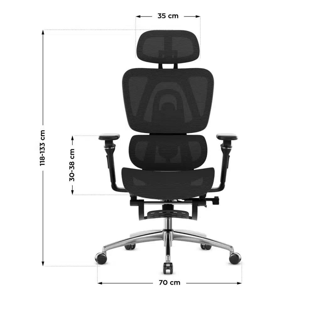 expert 7.9 black dimensions front Kancelarijska stolica Mark Adler Expert 7.9 Crna