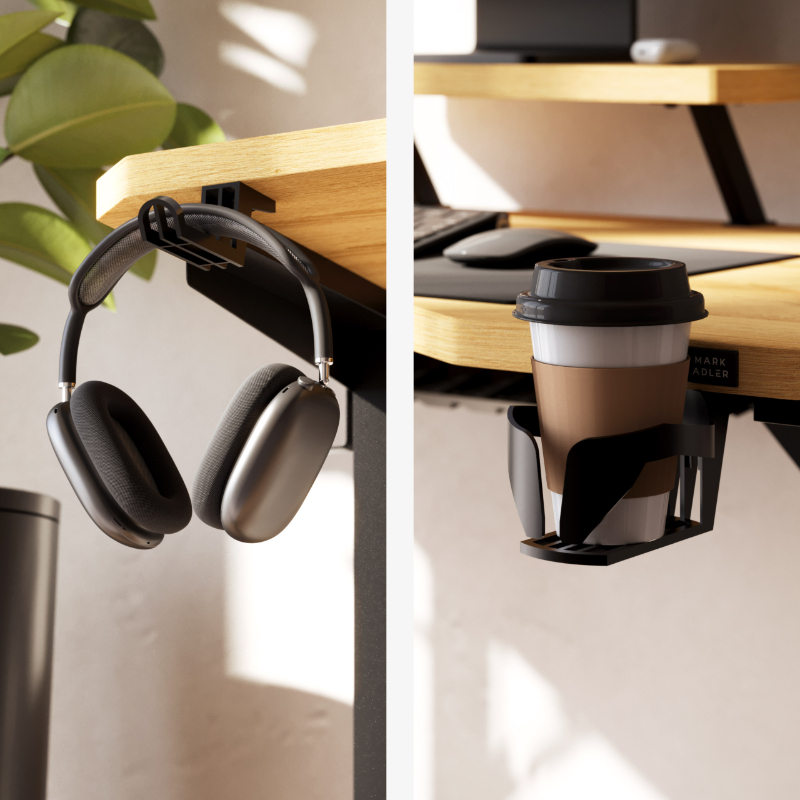 leader5.1 oak feature hook and cup Kancelarijski stoMark Adler Leader 5.1 Hrast sa postoljem za monitor