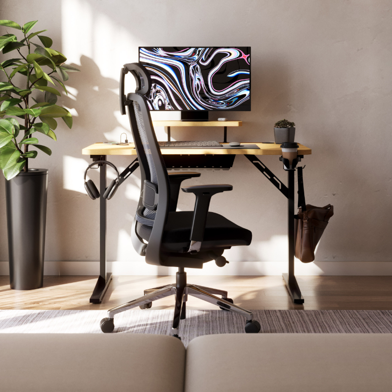 leader5.1 oak photo Kancelarijski stoMark Adler Leader 5.1 Hrast sa postoljem za monitor