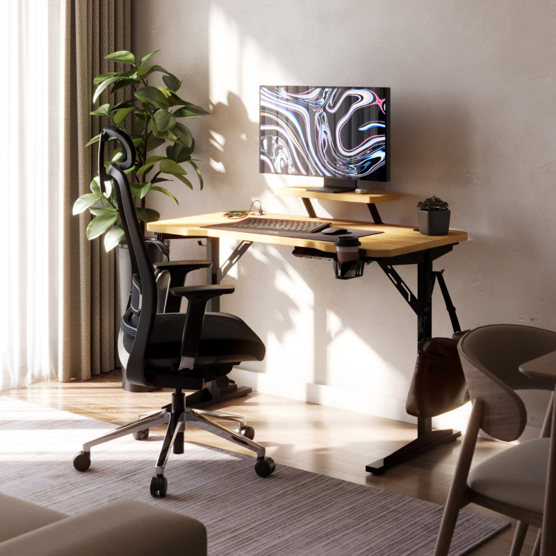 leader5.1 oak photo2 Kancelarijski stoMark Adler Leader 5.1 Hrast sa postoljem za monitor