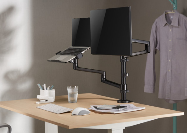 69044 MA-DA-04 Gembird Podesivi stoni drzac za monitor tilt, 17-32 max.8kg + nosac za laptop