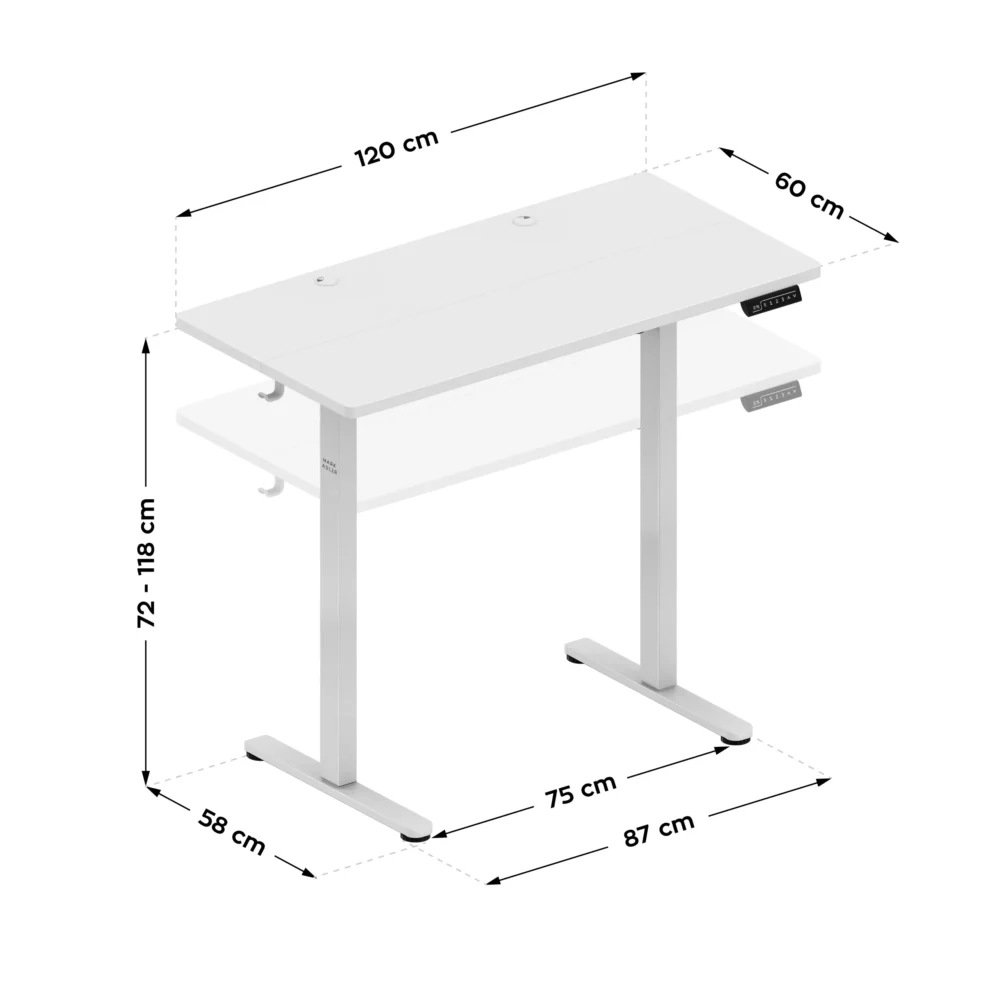 leader6.9 white dimensions Podesivi radni sto Mark Adler Leader 6.9 White