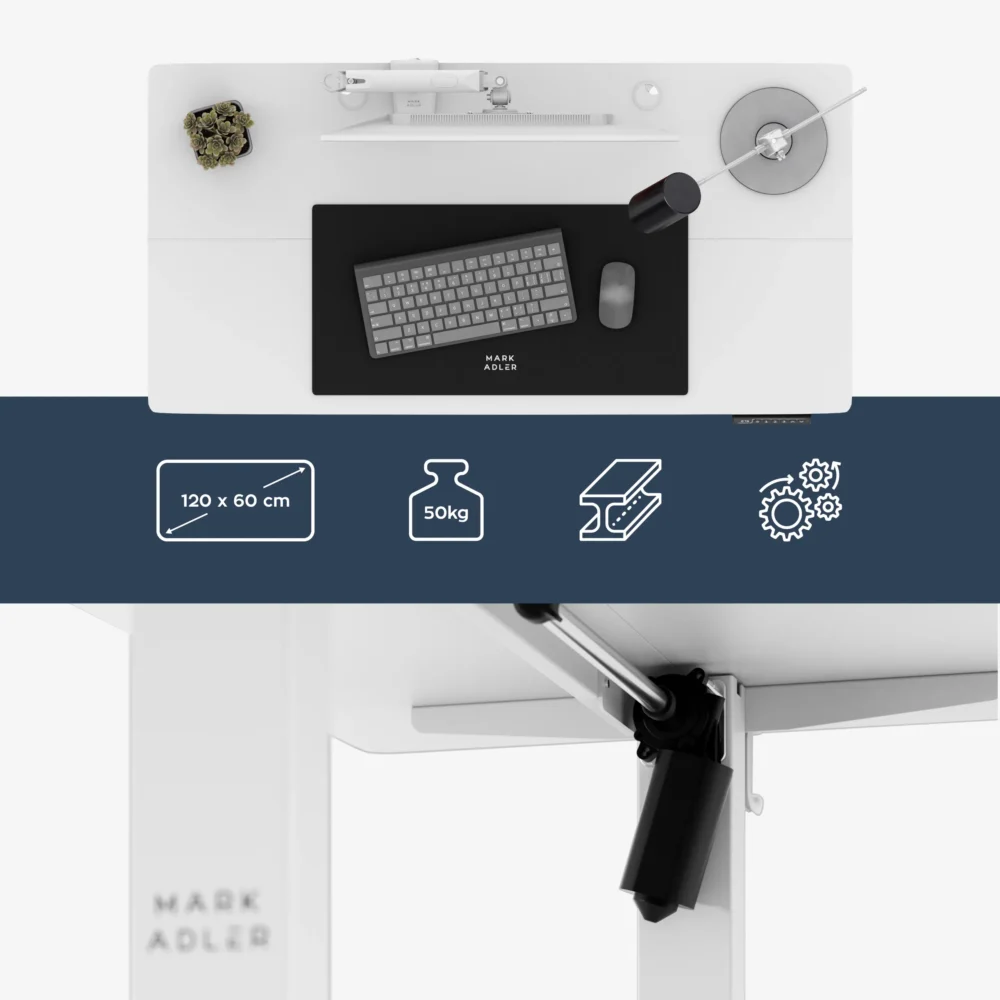 leader6.9 white feature attributes Podesivi radni sto Mark Adler Leader 6.9 White