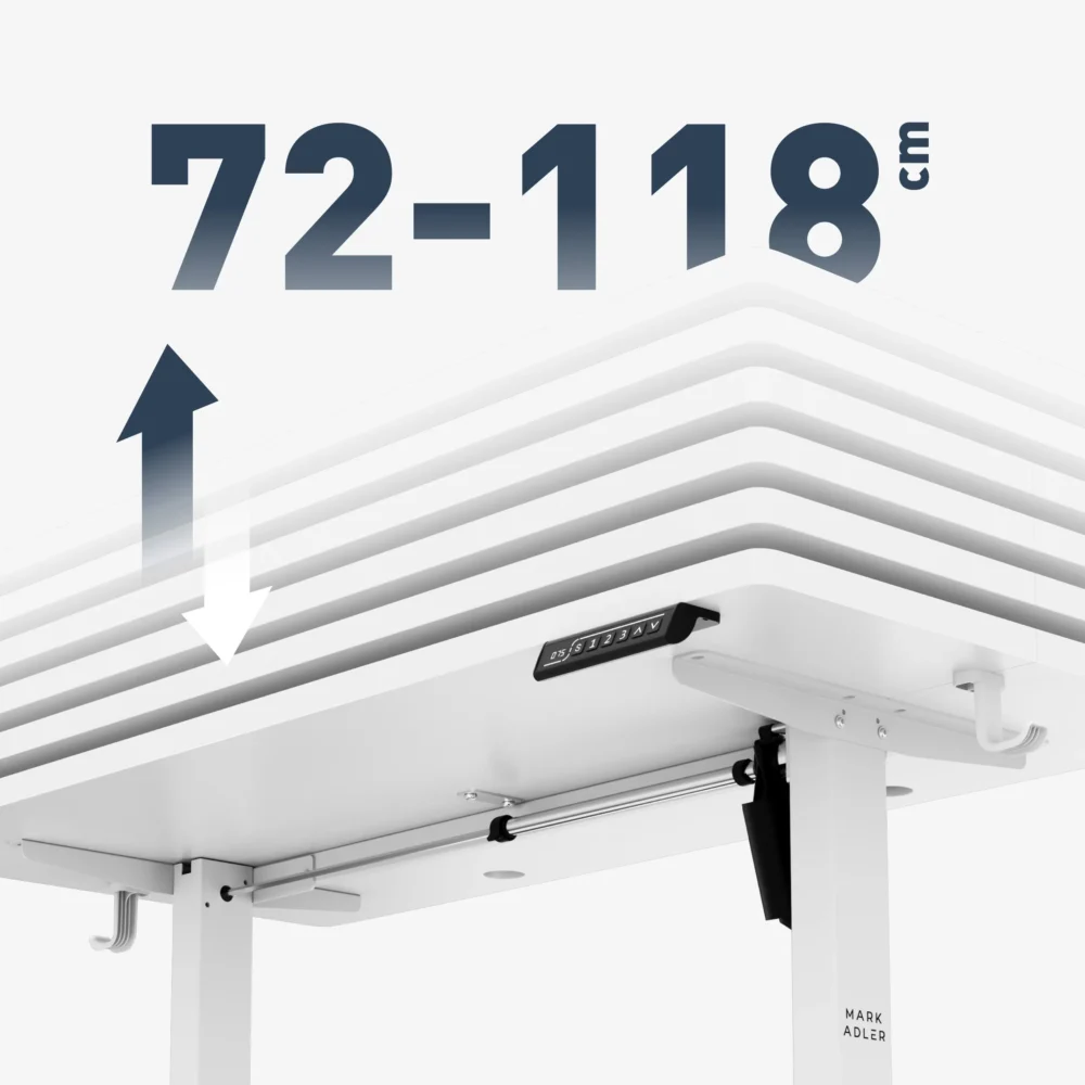 leader6.9 white feature up down Podesivi radni sto Mark Adler Leader 6.9 White