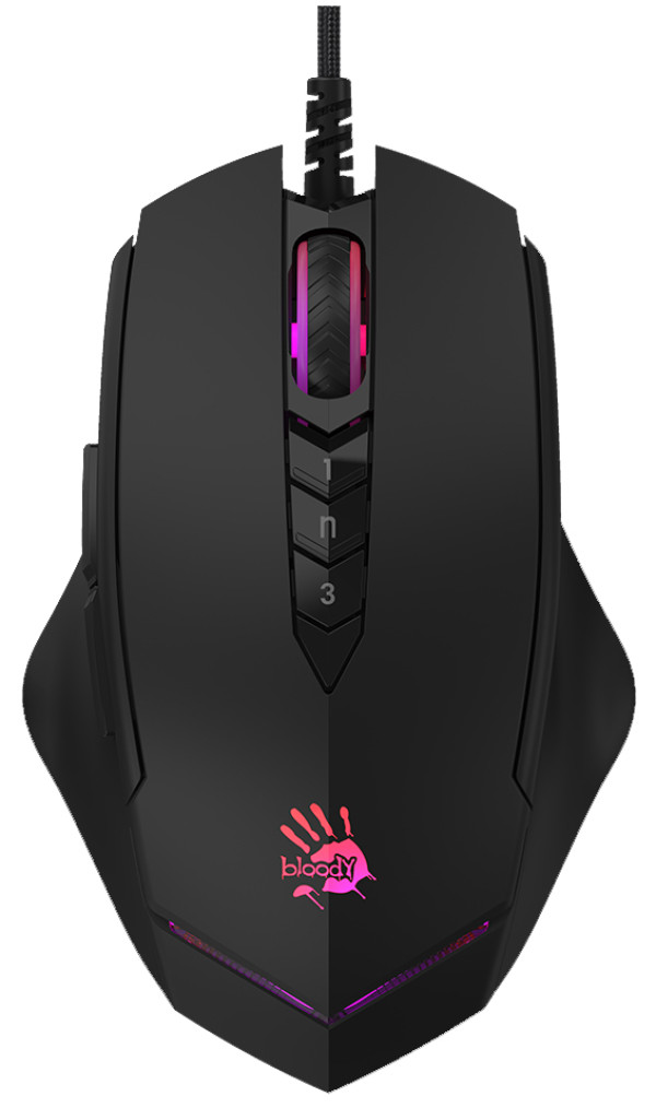 59129 A4-V8M MAX A4Tech 4-Core Bloody RGB Gejmerski opticki mis, 2000Hz/12.000Dpi, USB 123mm