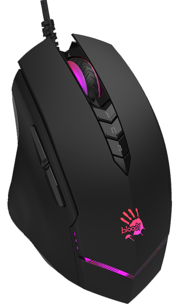 59131 A4-V8M MAX A4Tech 4-Core Bloody RGB Gejmerski opticki mis, 2000Hz/12.000Dpi, USB 123mm