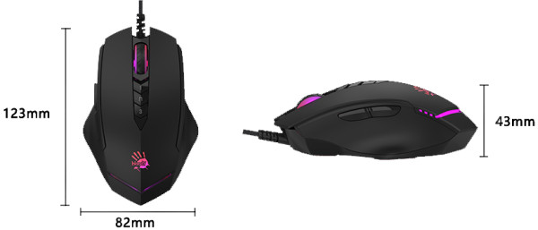 59132 A4-V8M MAX A4Tech 4-Core Bloody RGB Gejmerski opticki mis, 2000Hz/12.000Dpi, USB 123mm