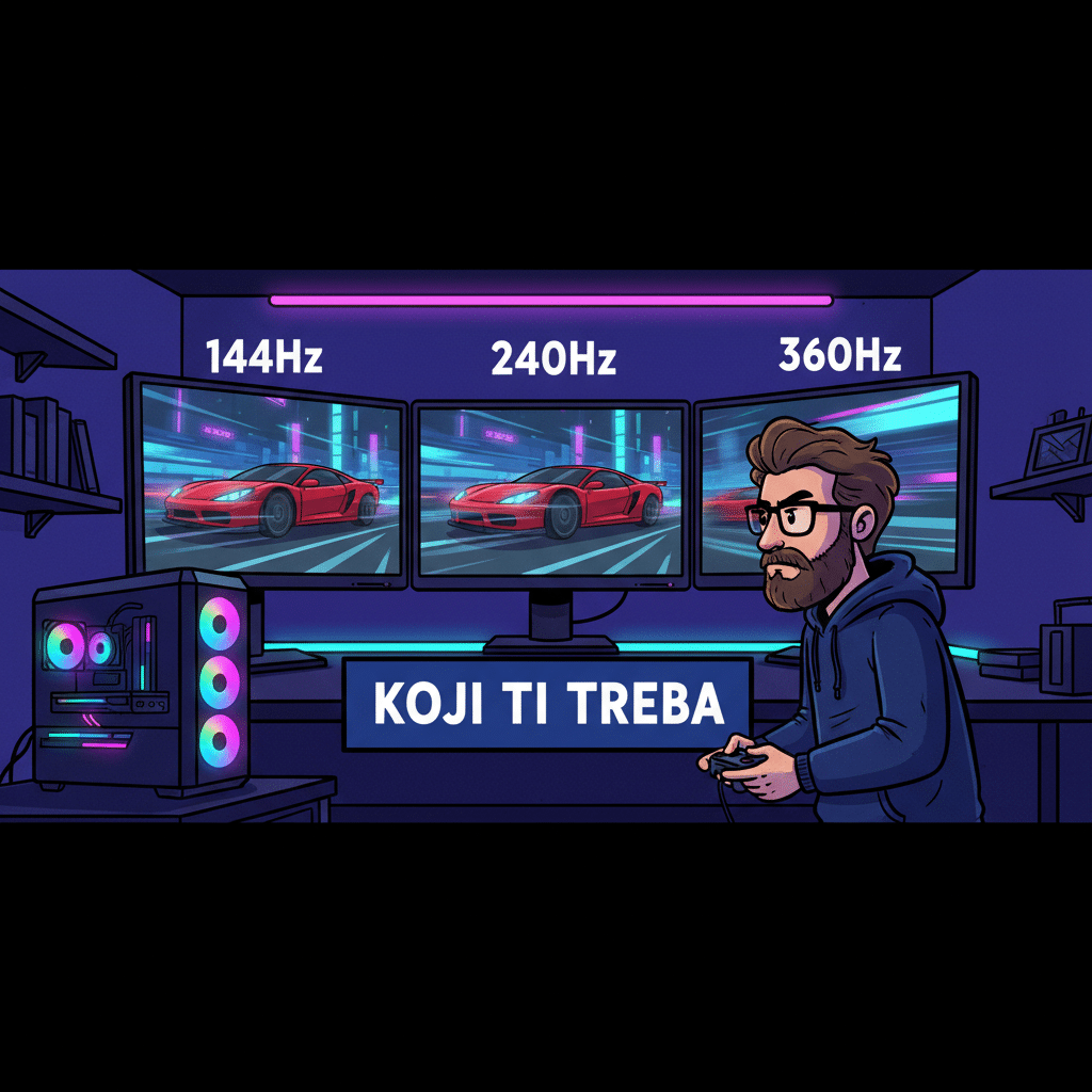 144Hz vs 240Hz vs 360Hz — koji refresh rate ti stvarno treba