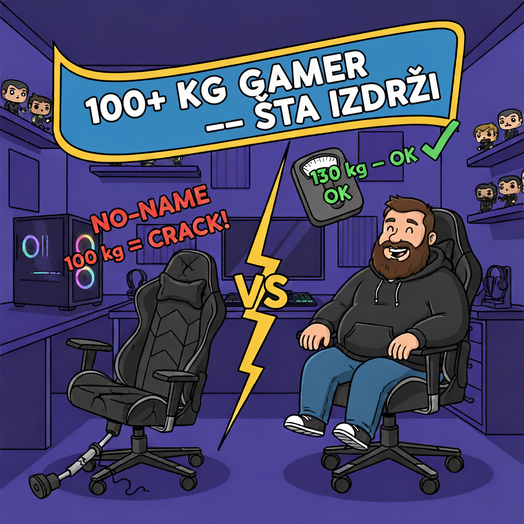 Gaming stolica za igrače preko 100 kg — no-name puca, heavy-duty stolica drži