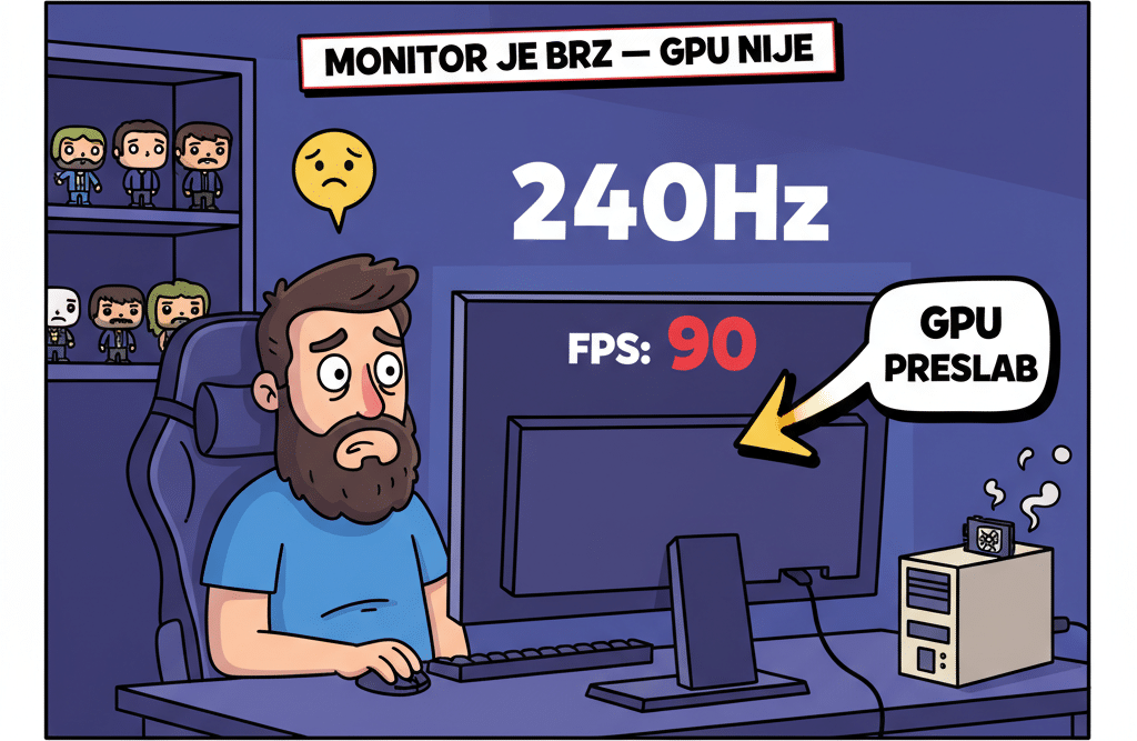 Monitor 240Hz ali GPU daje samo 90 FPS — GPU preslab za monitor