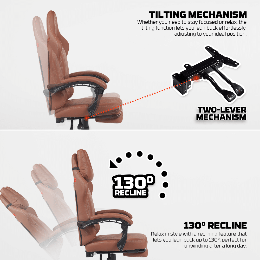 Gaming stolica Fantech GC193 braon — prednji prikaz