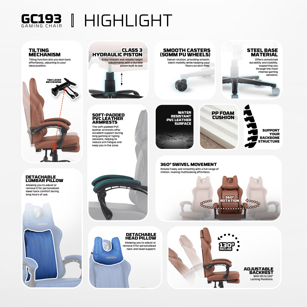 stolica gaming fantech gc193 crna 224072 374804 Gejmerska stolica Fantech GC193 crna