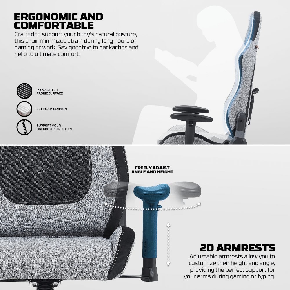 Gaming stolica Fantech GC195 siva — prednji prikaz