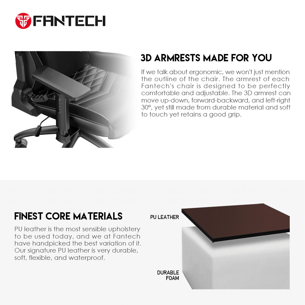 Gaming stolica Fantech Ledare GC-192 crna — bočni prikaz