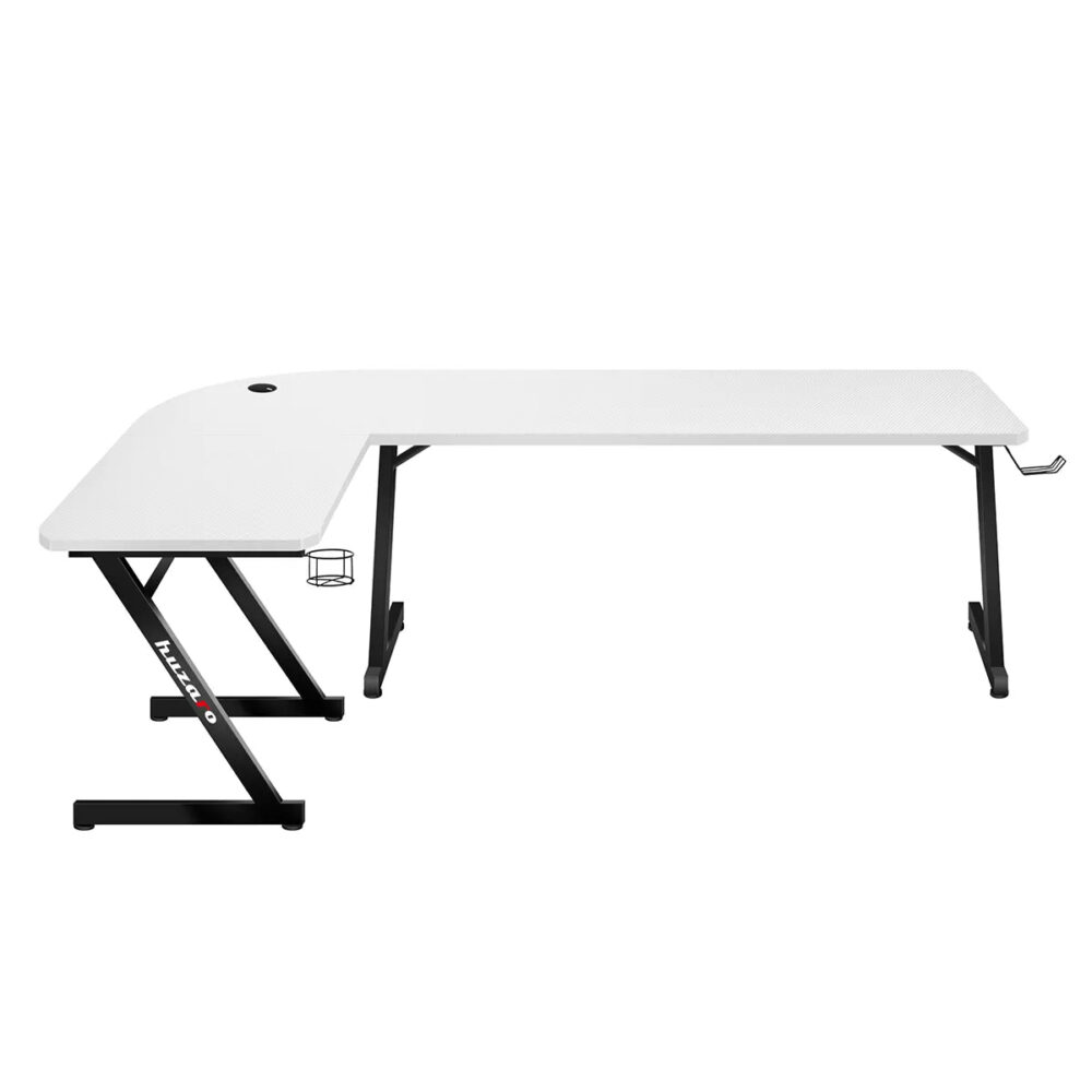 Huzaro Hero 7.0 White gaming sto bocni pogled sa Z-frame nogama