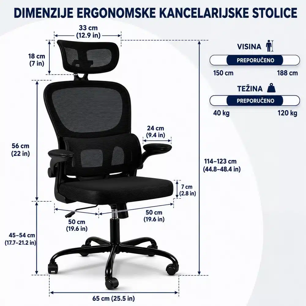 Nuvora crna kancelarijska stolica – bočni prikaz