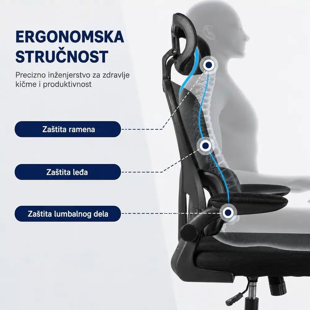 Nuvora crna kancelarijska stolica – detalj
