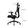Dimenzije Huzaro Combat 7.0 crna – bočni prikaz: 18 cm, 90-100 cm, 25 cm, 49 cm, 44-52 cm