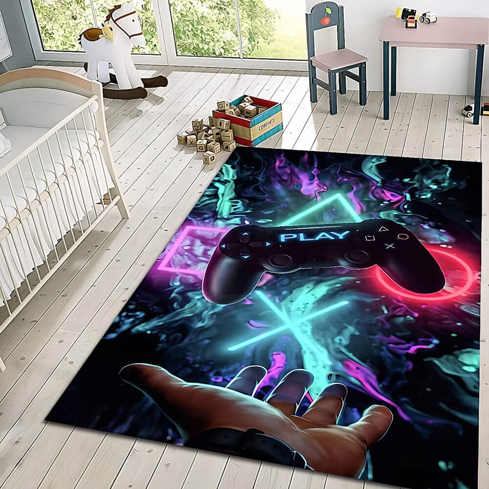 Tepih za gejmersku sobu Sony džojstik PlayStation neon 120x180