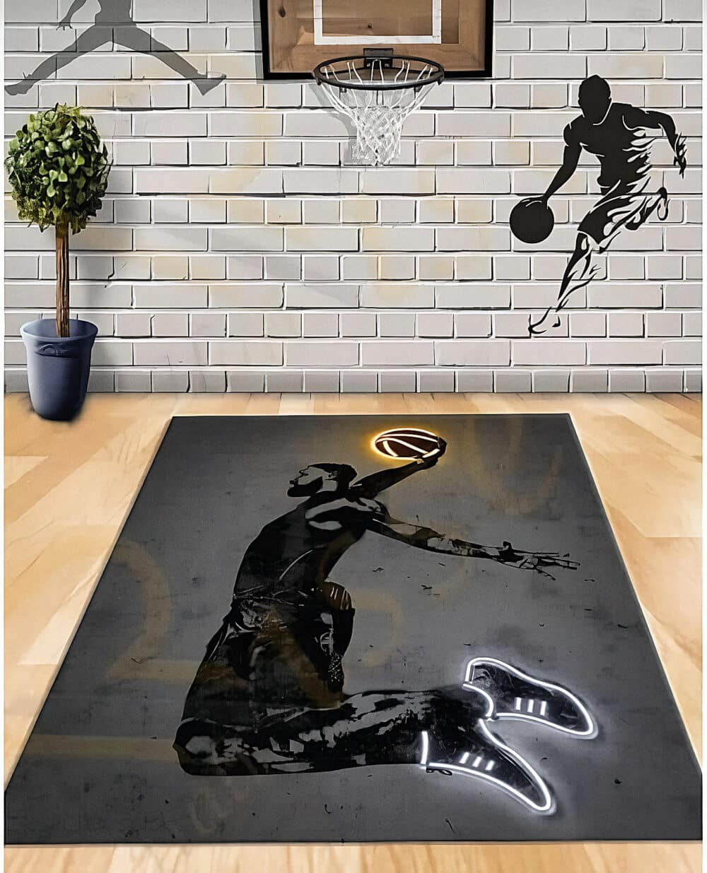 Tepih za gejmersku sobu Basketaš neon zakucavanje 120x180