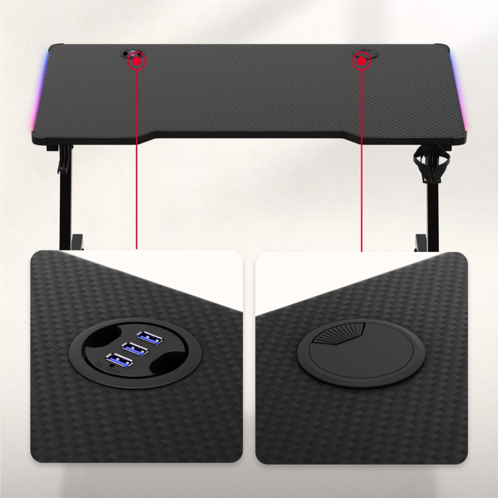 USB hub 3x USB 2.0 i provodnica za kablove na stolu Huzaro Hero 2.5 RGB