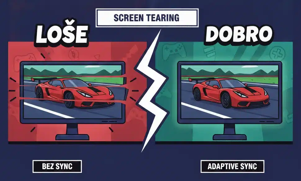 Screen tearing bez adaptive sync-a naspram glatke slike sa adaptive sync-om