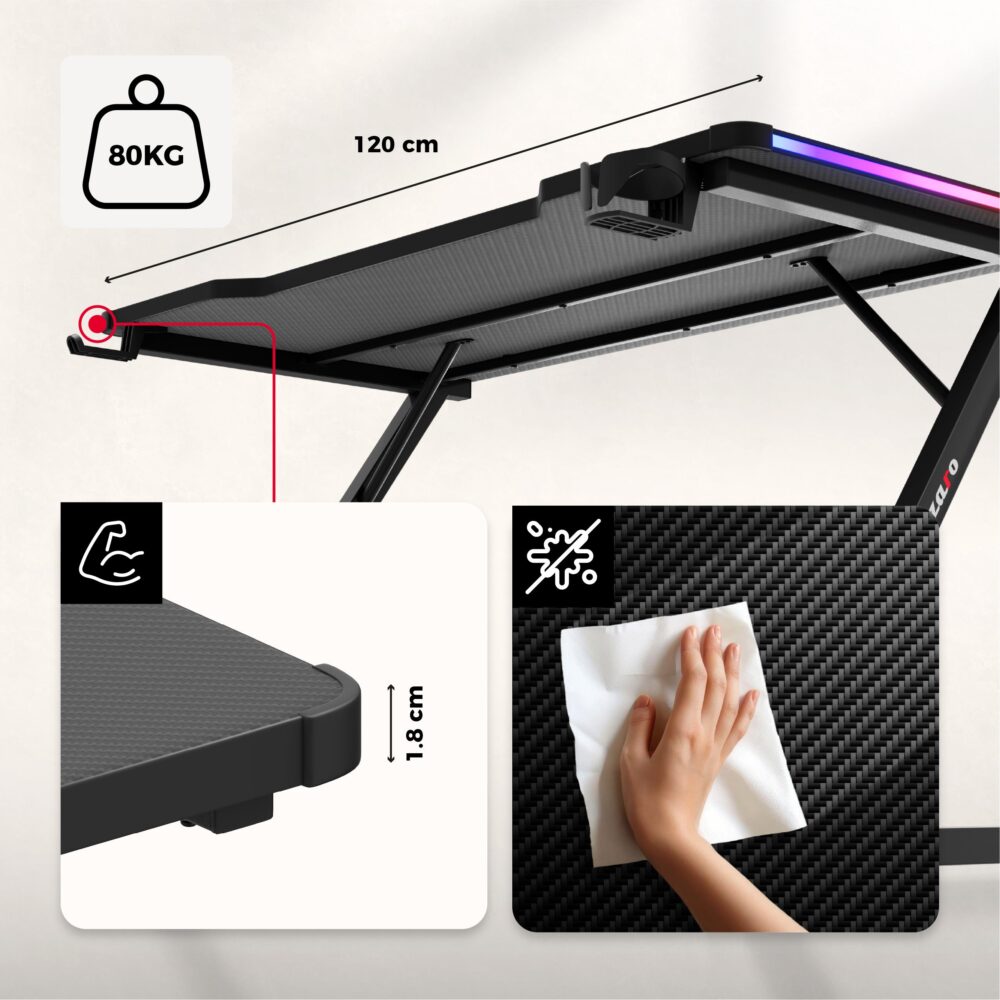 Ploča stola Huzaro Hero 2.5 RGB debljine 1,8 cm sa nosivošću do 80 kg