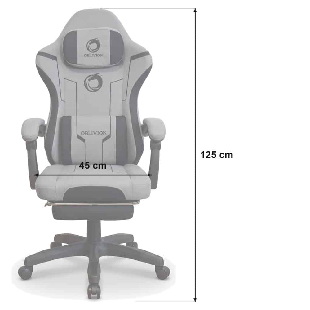 Dimenzije gejmerske stolice Oblivion Phantom: širina sedišta 45 cm i ukupna visina 125 cm