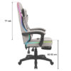 Dimenzije gejmerske stolice Oblivion Phantom RGB: visina naslona 77 cm, dubina sedišta 49 cm i visina sedišta 42 do 52 cm