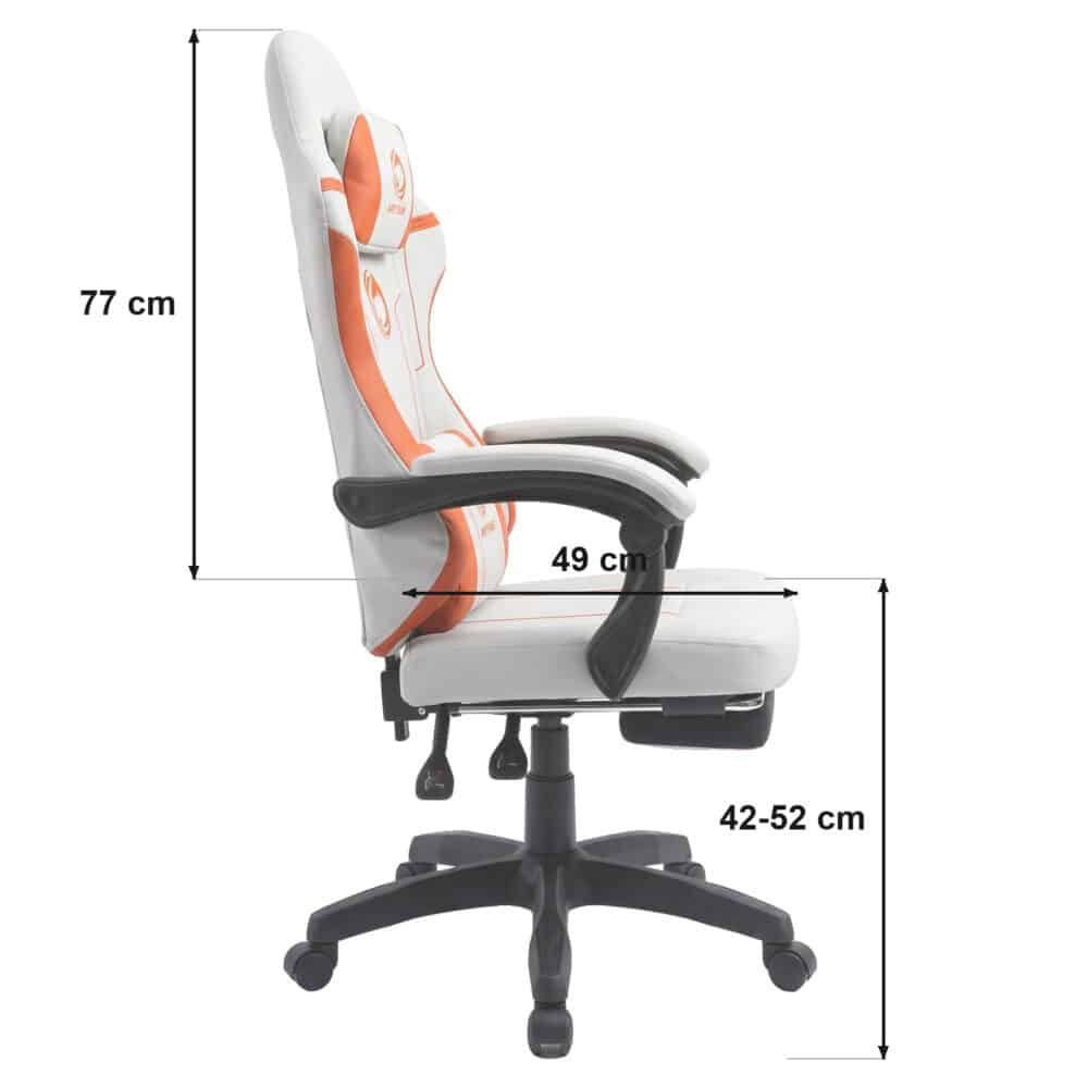 Dimenzije gejmerske stolice Oblivion Phantom: visina naslona 77 cm, dubina sedišta 49 cm i visina sedišta 42 do 52 cm