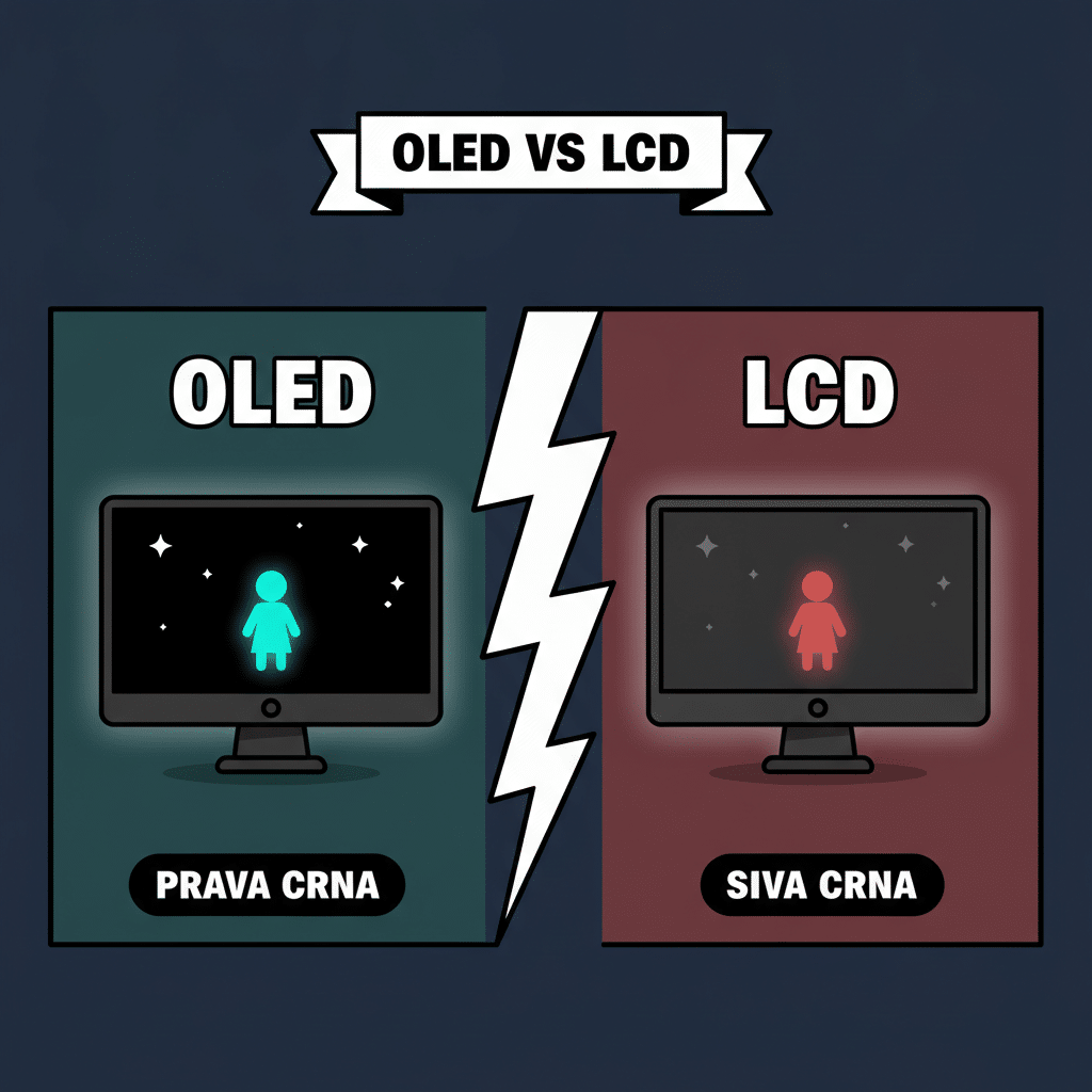 OLED naspram LCD gaming monitora — prava crna naspram sive crne