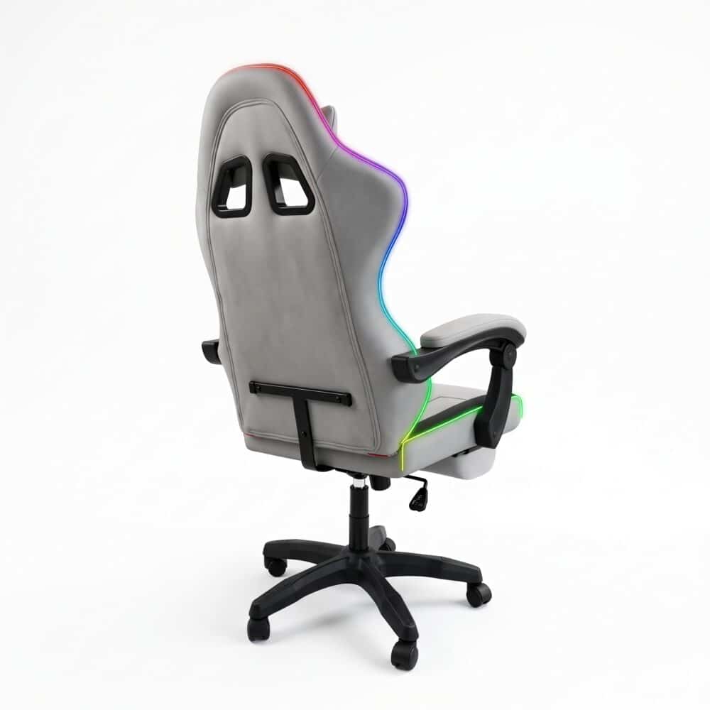 Gejmerska stolica Oblivion Phantom svetlo siva RGB, pogled pozadi iz ugla